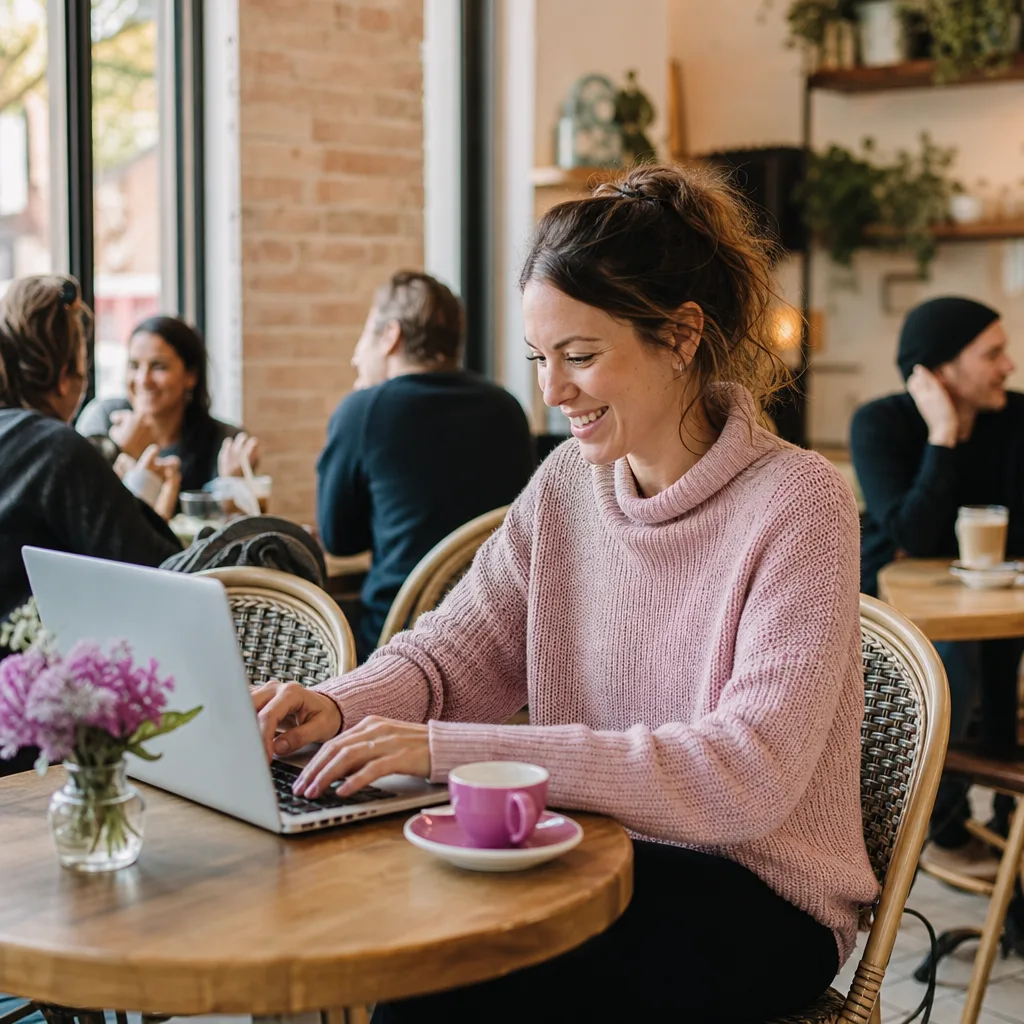 Person reviewing online subscription details and account privacy settings